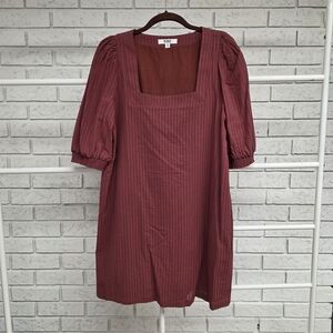 BB Dakota Steve Madden Rust Puff Sleeve Square Neck Mini Dress M